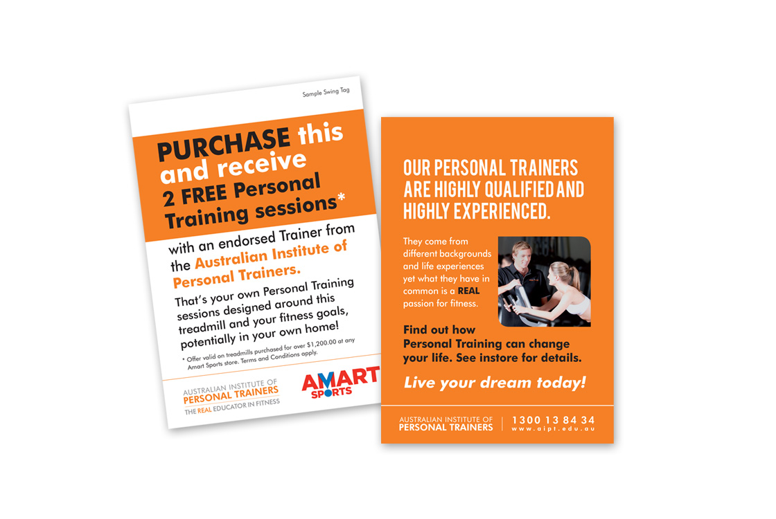 Australian Institute of Personal Trainers AMart & Rebel swing tag