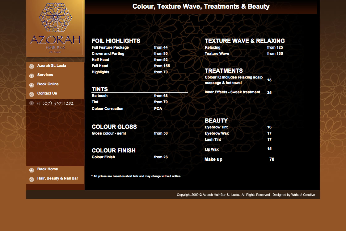 Azorah Salon website