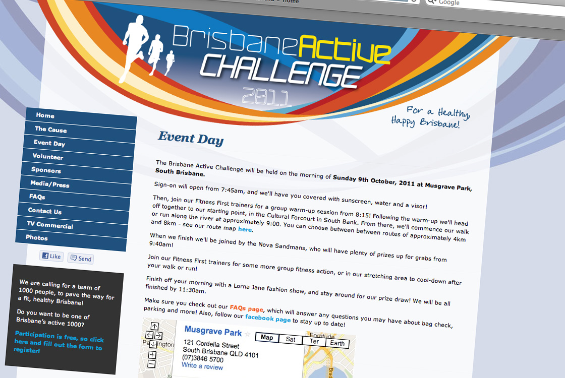 Brisbane Active Challenge 2011 campaign website