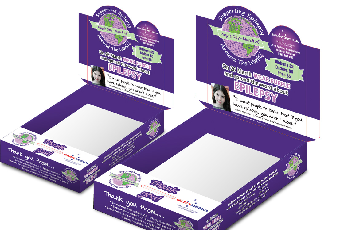 Epilepsy Queensland Purple Day donation box