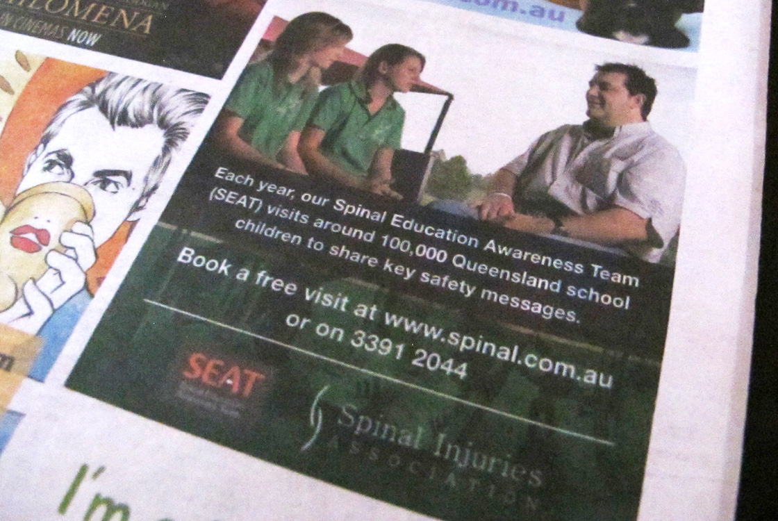 Spinal Injuries Australia 2013 SEAT newspaper adverts