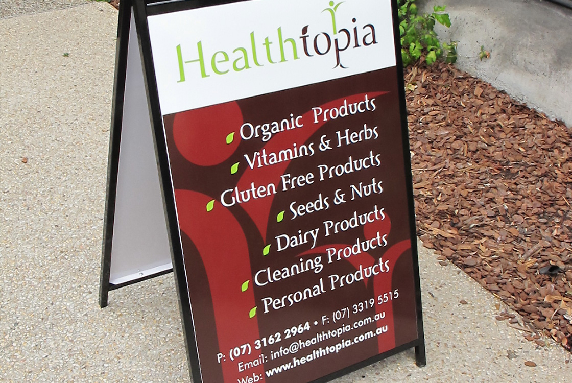 Healthtopia shop signages