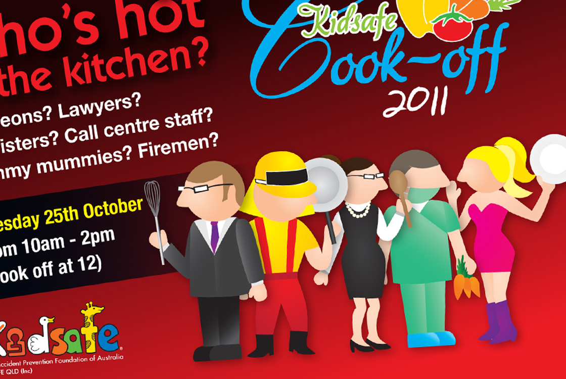 Kidsafe Cook Off 2011 campaign postcard illustration