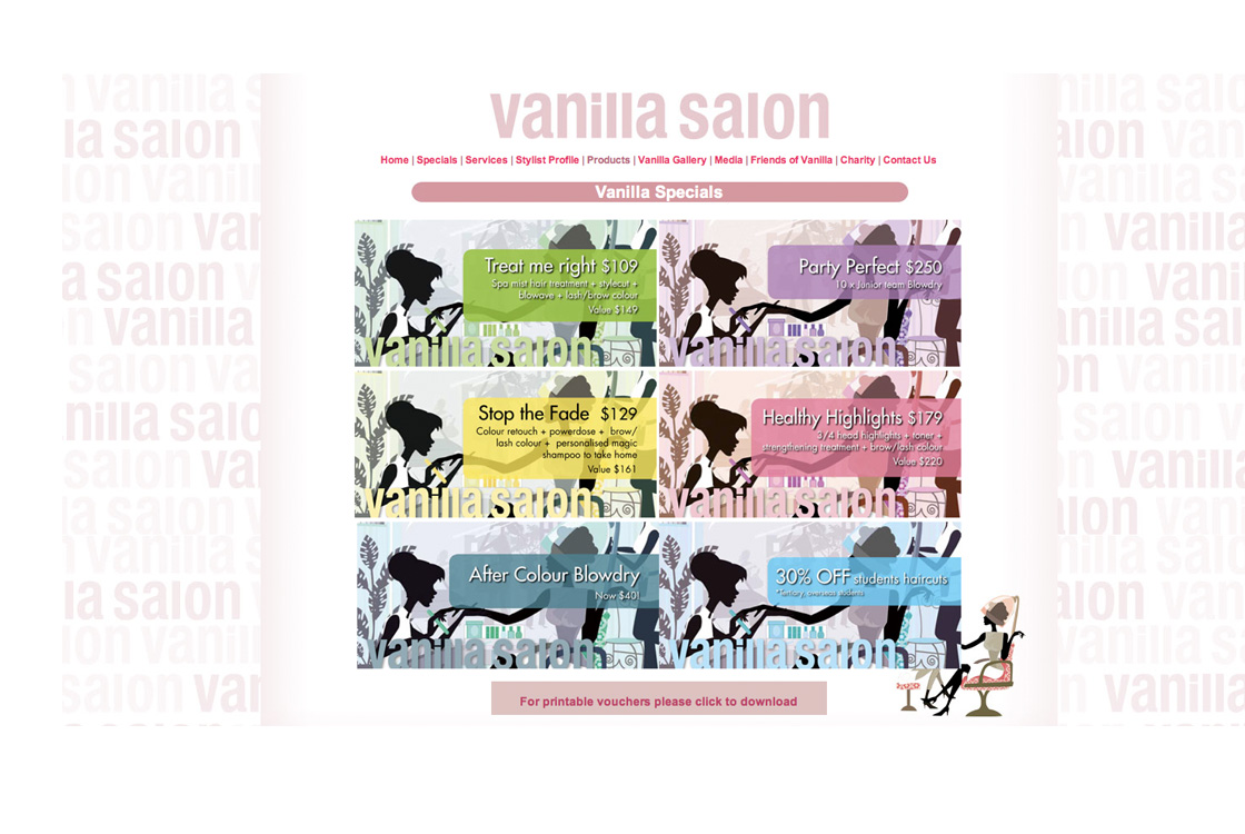 Vanilla Salon website